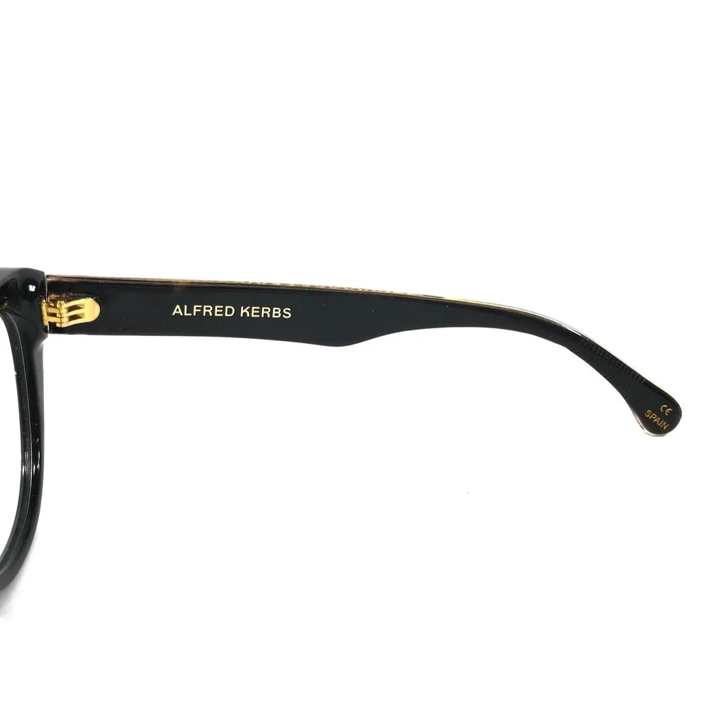 Alfred Kerbs Eyeglasses Frames MASK BK Shiny Black Gold Flat Top 56-17-143